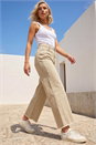 Stone Petite Cotton Frayed Hem Trouser , Image 1 of 4