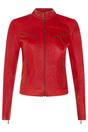 Red Slim-Fit Leather Biker Jacket-Tulsa, Image 2 of 7