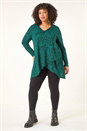 Green Curve Paisley Print V-Neck Stretch Top, Image 2 of 5