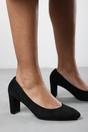Black 'Nolan' Suede Mid Block Heel Court Shoe, Image 1 of 6