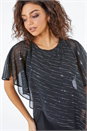 Black Petite Sparkle Chiffon Overlay Jumpsuit, Image 4 of 5