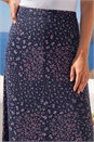Navy  Linear Floral Print Stretch Midi Skirt, Image 4 of 4