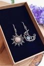 Silver The Colourful Aura Silver Sun and Half Moon Moonstone Wire-Wrapped Boho Dangle Hook Earrings, Image 4 of 4