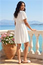White Embroidered V-Neck Dress, Image 3 of 4