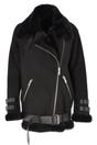 Black Ashwood Leather Black 'Khloe' Oversized Sheepskin Flying Jacket, Image 2 of 5