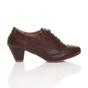 Burgundy AJVANI Burgundy Mid Heel Brogue Ankle Boots Shoe Boots, Image 2 of 5