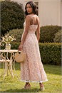 Red Ditsy Floral Print V-Neck Maxi Dress, Image 3 of 4
