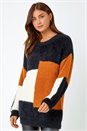 Rust Fluffy Colour Block Longline Jumper, Image 1 of 5