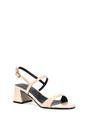 Beige 'Izzy' Strappy Slingback Peep Toe Mid Block Heel Sandals, Image 2 of 5