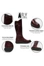 Red Womens Heel Knee High Zip Up Boots-Mol 2, Image 3 of 5