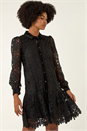 Black Premium Velvet Trim Shirt Dress, Image 2 of 5