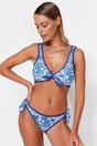 Multi Shawl Pattern Tie Side Regular Bikini Bottom with Embroidered Look, Image 1 of 4
