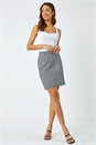 Black Gingham Straight Elastic Waist Stretch Skirt, Image 2 of 4