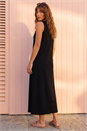 Black Sandwash Stretch Midi Dress, Image 3 of 4