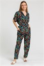 Black Petite Ditsy Floral Collar Jumpsuit, Image 3 of 5