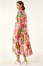 Red Abstract Print Tiered Dress, Image 3 of 5