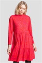 Red Jacquard Leopard Print Tiered Dress, Image 1 of 5