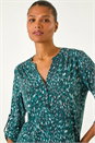 Teal Abstract Linear Print Shirt, Image 4 of 5