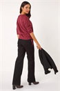 Wine Stretch Side Tie Ruched Top, Image 3 of 5