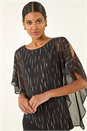 Black Foil Dot Overlay Asymmetric Top, Image 4 of 5
