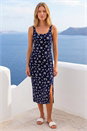 Navy Palm Print Jersey Midi Dress, Image 1 of 4