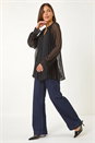 Black V-Neck Pleated Blouse, Image 2 of 5