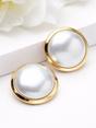 White Domed Pearl-Effect Statement Stud Earrings, Image 3 of 3