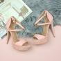 Pink AJVANI Pink High Heel Crossed Straps Platform Sandals, Image 4 of 6