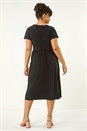 Black Curve Wrap Front Stretch Dress, Image 3 of 5