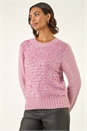 Pink Sparkly Crew Neck Knit Jumper, Image 1 of 5