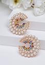 White Pearl Swirl Hoop Earrings, Image 2 of 5