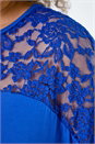 Royal Blue Curve Lace Yoke Stretch Jersey Tunic Top, Image 5 of 5