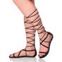 Black AJVANI Black Flat Knee High Lace Up Gladiator Sandals, Image 1 of 1