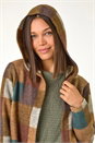 Tan Colour Block Faux Longline Hooded Jacket, Image 5 of 5