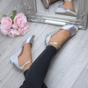 Silver AJVANI Silver Mid Wedge Heel Ankle Strap Sandals, Image 5 of 6