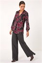 Purple Floral Print V-Neck Collar Top, Image 3 of 5