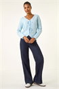 Blue Bow Front Buttoned Knit Cardigan, Image 2 of 5