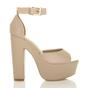 Natural AJVANI Natural High Block Heel Ankle Strap Glitter Sandals, Image 2 of 7