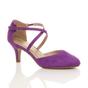 Purple AJVANI Purple Mid Heel Crossed Straps Court Shoes, Image 1 of 6