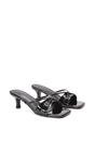 Black XY LONDON Black 'Claudia' Mid Heeled Sandal Slip On Mules With Square Toe, Image 4 of 6