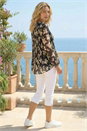 Black Floral Print Pleated Top, Image 3 of 4