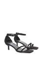 Black XY LONDON Black 'Lea' Open Toe Strappy Low Kitten Heel Sandal Shoes, Image 4 of 5