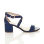 Navy Blue AJVANI Navy Blue Mid Block Heel Crossed Straps Sandals, Image 2 of 6