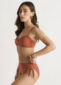 Brown Gini London Rust Metallic Ruch Side Bikini Bottom, Image 4 of 4