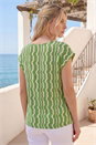 Green Abstract Wave Print Shell Top, Image 3 of 4