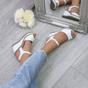 White AJVANI White High Wedge Heels Ankle Strap Cork Sandals, Image 5 of 6
