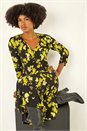Yellow Floral Print Buttoned Midi Dress, Image 2 of 5