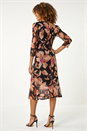 Beige Ruched Floral Frill Dress, Image 3 of 5