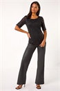 Black Lace Short Sleeve T-Shirt, Image 2 of 5