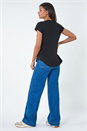 Black Metallic Foil Print Stretch T-Shirt, Image 3 of 5
